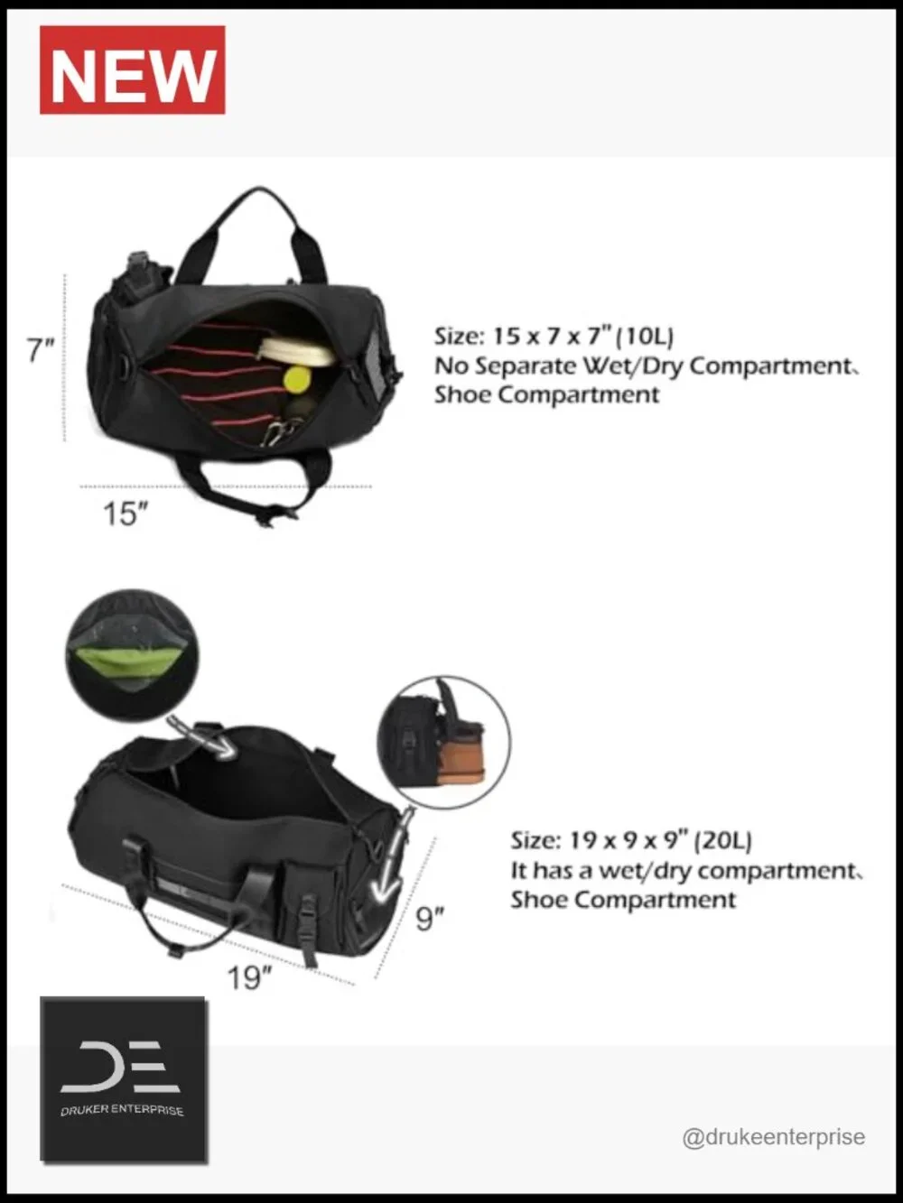 Small Tactical Duffle Bag with Molle System - Nylon Water Resistant Sports